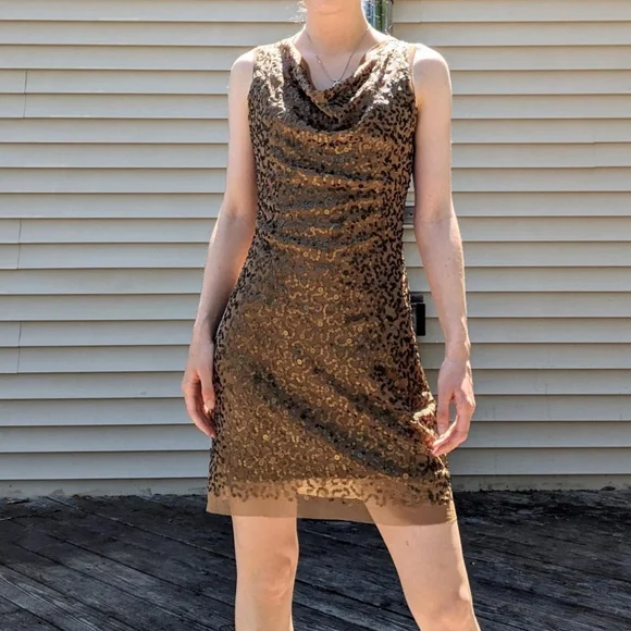Max Studio | Dresses | Vintage 9s Y2k Sequin Cowl Neck Mini Dress | Poshmark